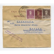 ARGENTINA ENTERO POSTAL GJ FAJ-55A FAJA POSTAL CIRCULADO A ALEMANIA CON FRANQUEO ADICIONAL